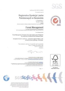 Nowy certyfikat FSC dla RDLP Szczecin